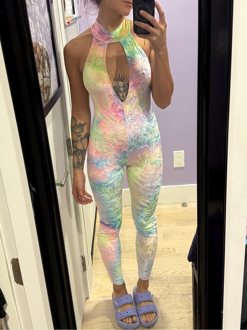 IHeartRaves Pastel Tie-Dye Keyhole Halter Jumpsuit